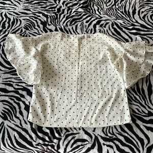 3/$15 H&M flamenco layered ruffle sleeve Polk dot women’s black blouse EUC sz 4